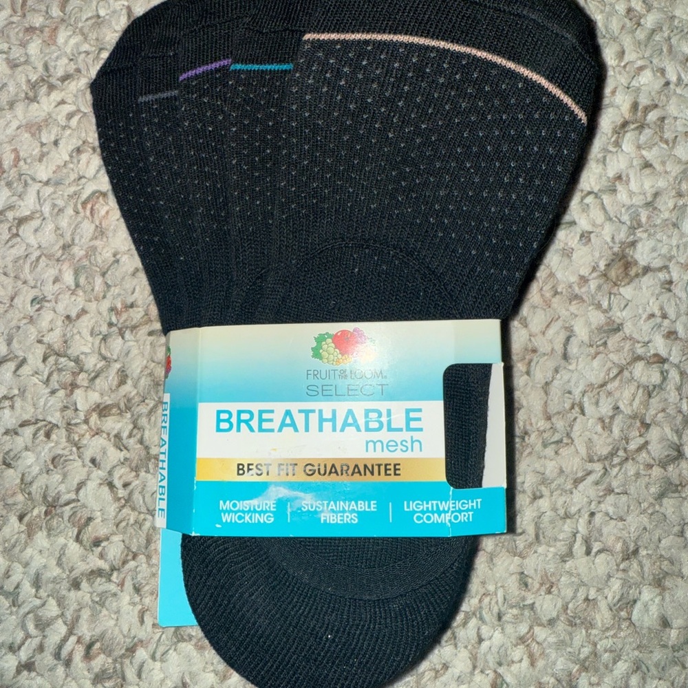 5 PAIRS OF WOMENS FRUIT OF THE LOOM BREATHABLE MESH SOCKS SIZE 4-10 SHOE SIZE